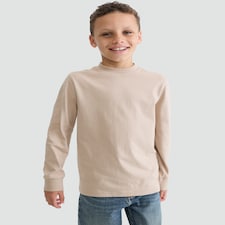 F&F Boys Pure Cotton Long Sleeved T-Shirt in Med Nude