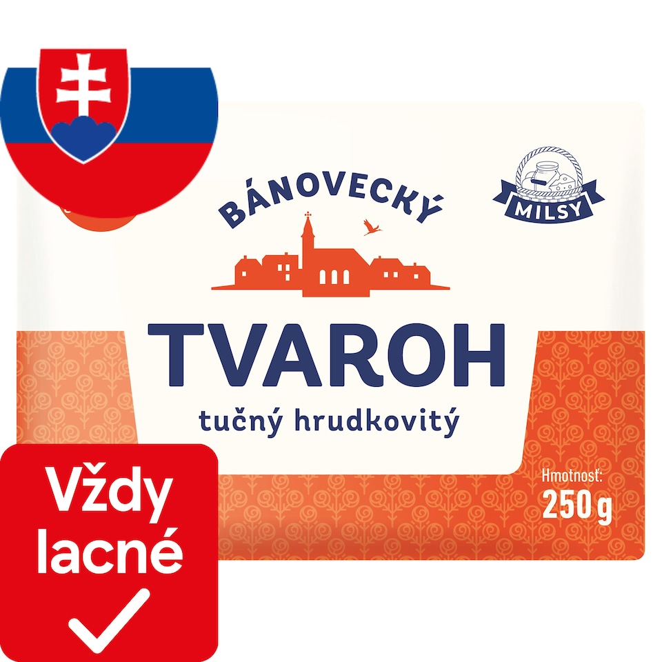 Milsy Bánovecký tvaroh tučný hrudkovitý 250 g
