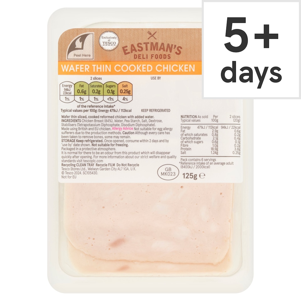 Eastmans Wafer Thin Cooked Chicken Slices 125g