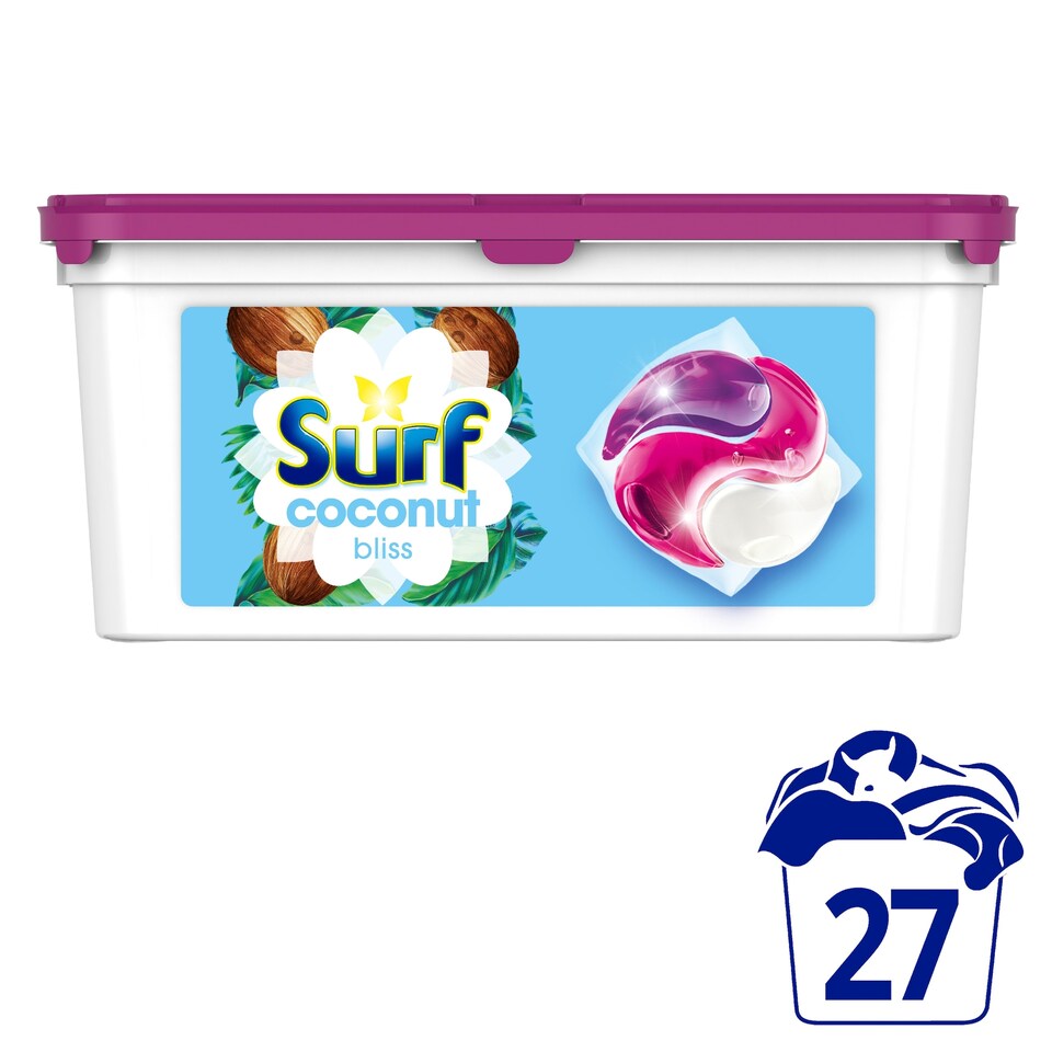 image 1 of Surf 3 In1 Coconut Bliss Washing Capsules 27 Washes 467.1g