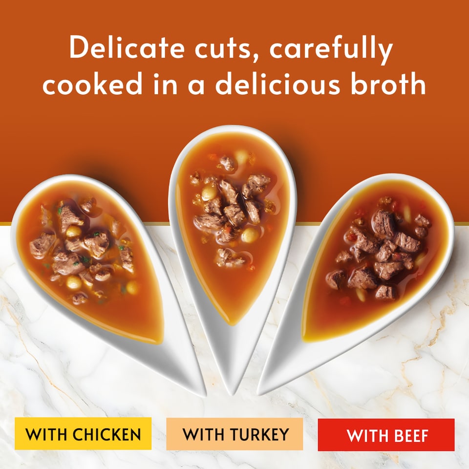 image 1 of GOURMET Soup Royale Chicken, Beef, Turkey Wet Cat Food Pouch 6x45g