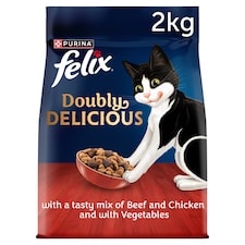 FELIX Doubly Delicious Beef Chicken & Vegetables Dry Cat Food 2kg