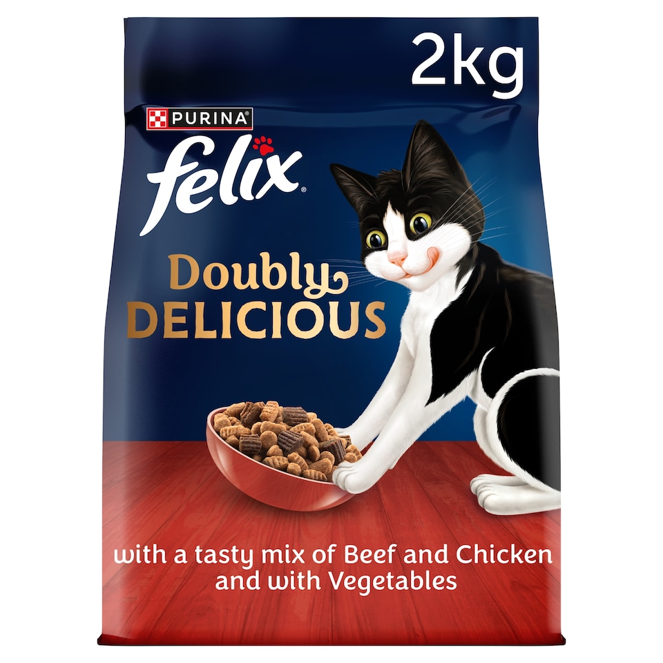 image 1 of FELIX Doubly Delicious Beef Chicken & Vegetables Dry Cat Food 2kg