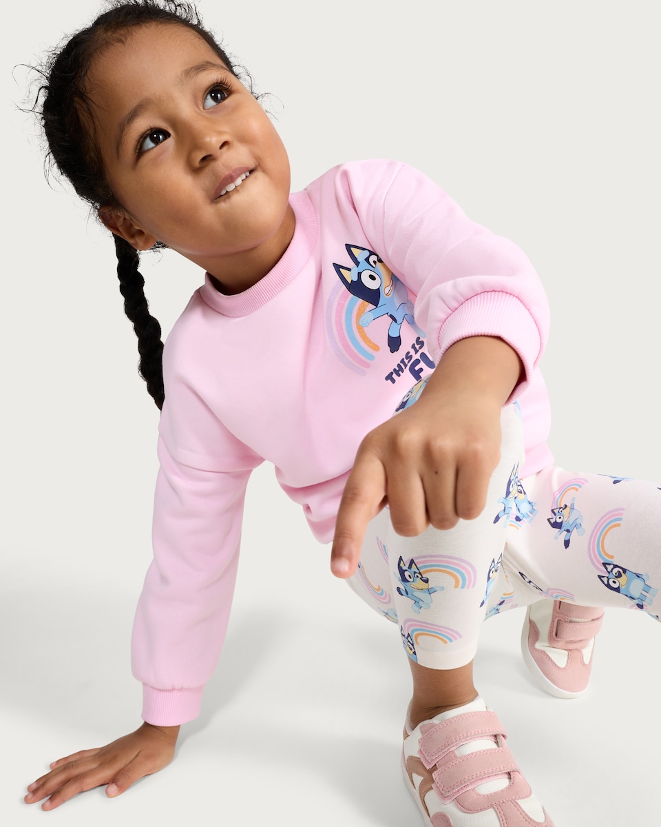 image 1 of Bluey 2-Piece Cotton Rich Sweatshirt and Leggings Set in Mlti Pink