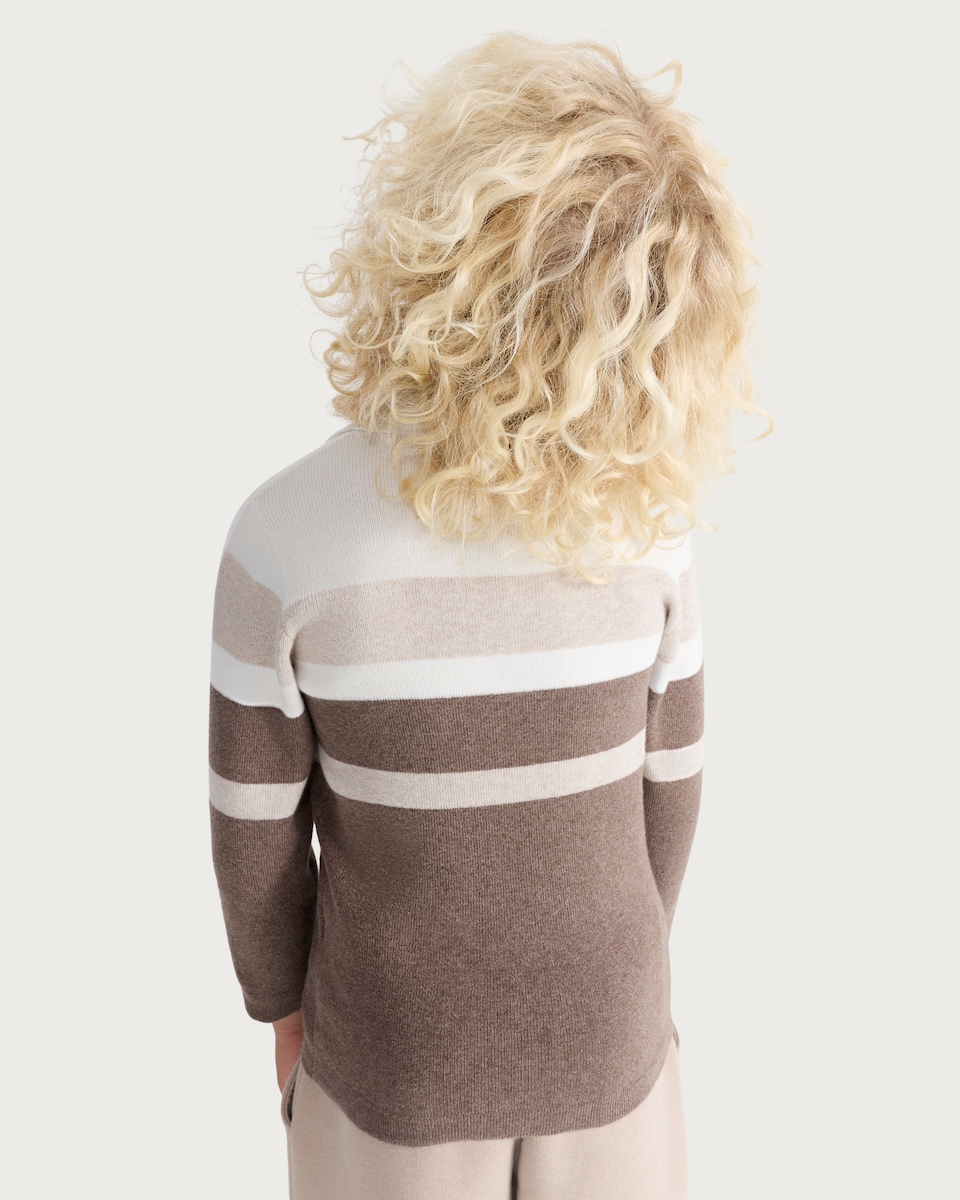 image 1 of F&F Boys Cotton Rich Colour Block Half Zip Polo Top in Mink