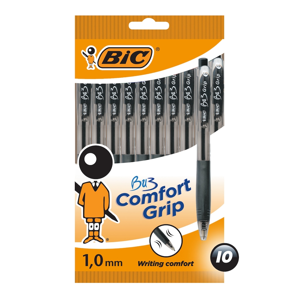 image 1 of BIC BU3 Retractable Black Pens 10 Pack