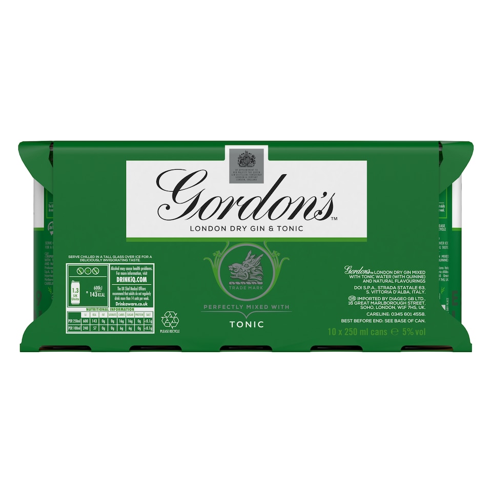 image 1 of Gordon's Gin & Tonic Can 5% Vol 10X250ml
