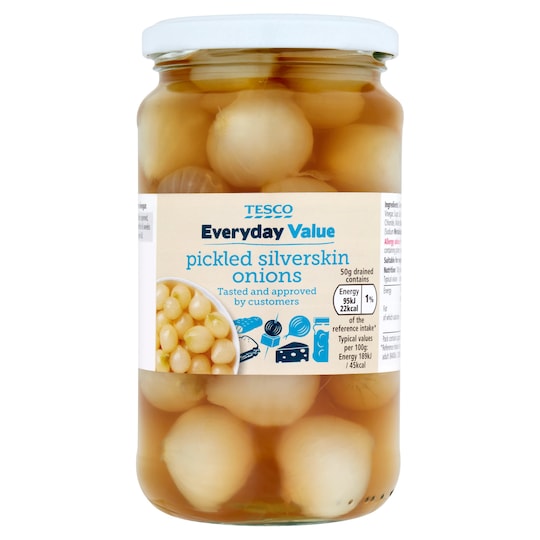 Tesco Everyday Value Pickled Silver Skin Onions 440G Tesco Groceries