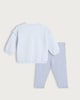 image 2 of F&F Baby 2-Piece Cotton Rich Floral Embroidered Sweatshirt and Leggings Set in Blue