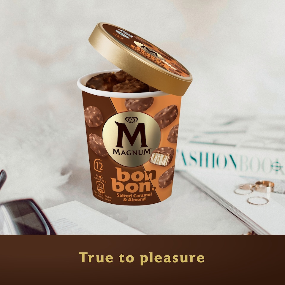image 1 of MAGNUM BON BON SALTED CARAMEL & ALMOND ICE CREAM BITES X12 204ML