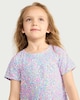 image 2 of F&F Girls Sequin Short Sleeved Dress in Lilac