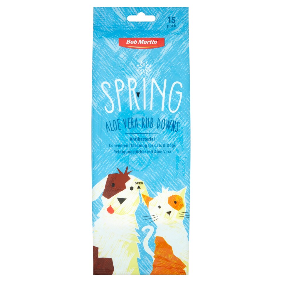 Bob Martin Pet Anti-Bacterial Rub Downs 15 Pack