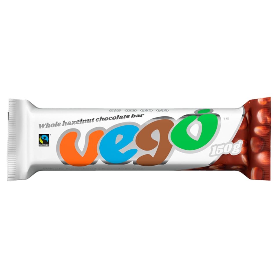 Vego Whole Hazelnut Chocolate Bar Fairtrade 150g