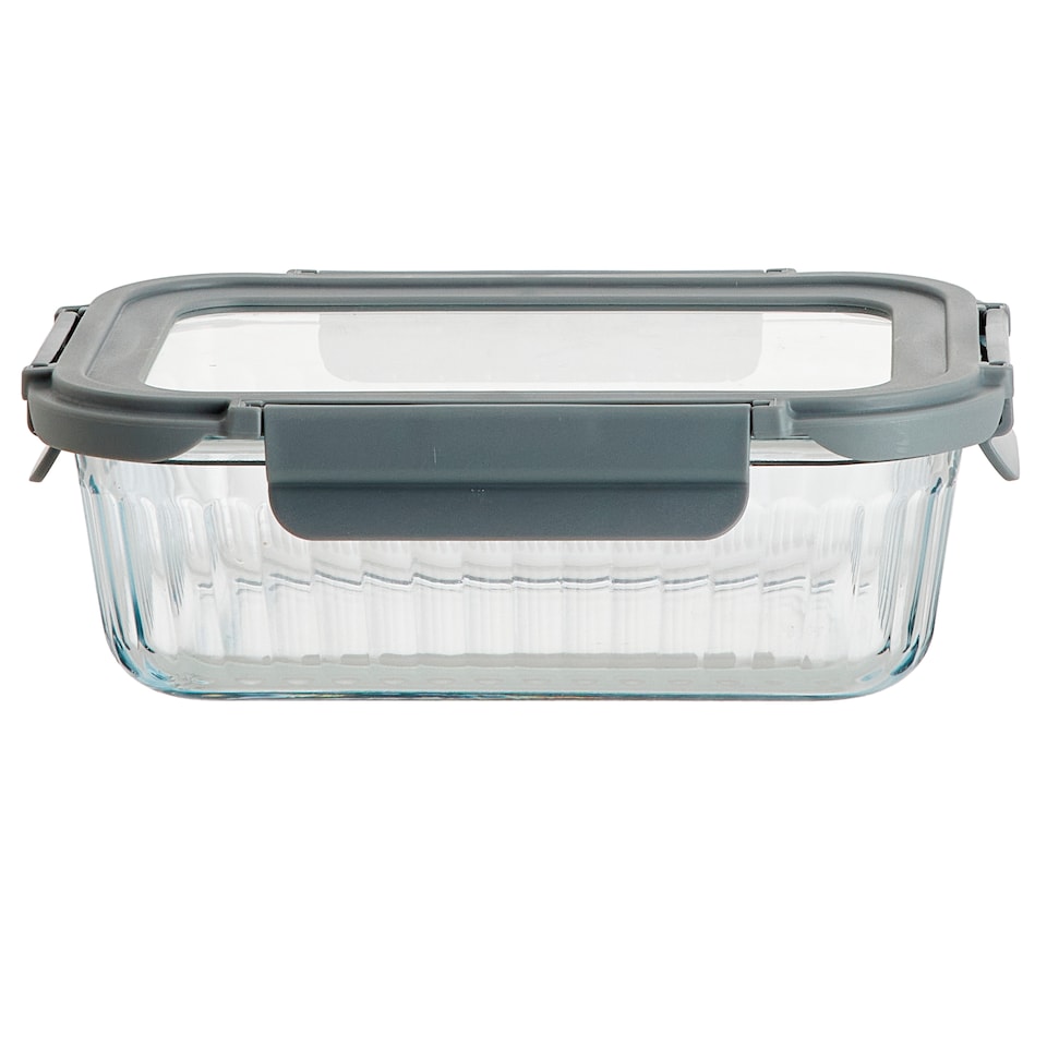 Go Cook Glass Ribbed Rectangle Food Storage 1000ml