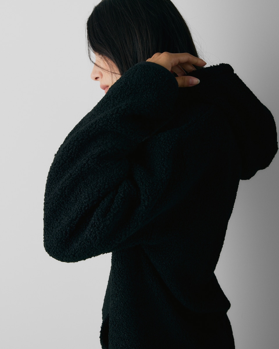 image 1 of F&F Borg Pyjama Hoodie in Black