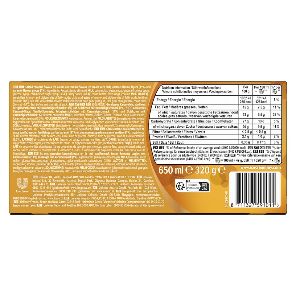 image 1 of Viennetta Ice Cream Salted Caramel 650 ml