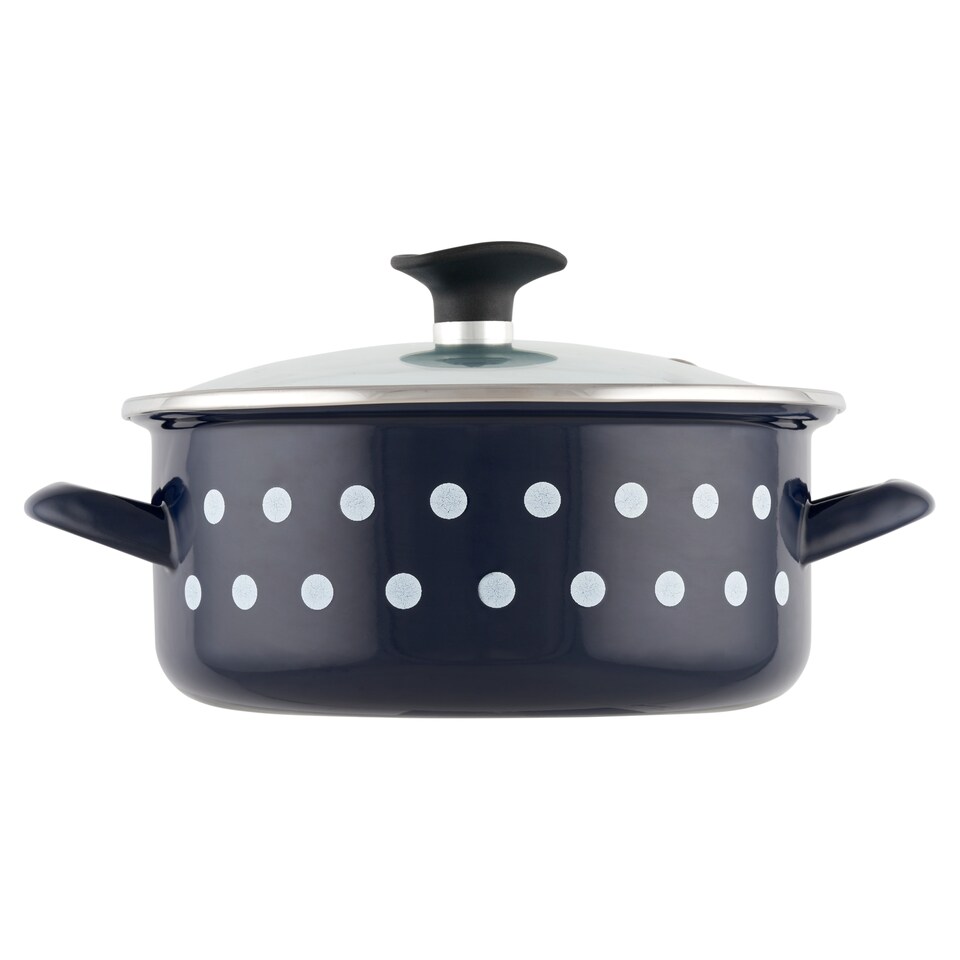 Ema-Lion Blue Design Dot Enamel Pot 20 cm