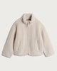 image 4 of F&F Active Girls OUTDOOR Borg Textured Zip Up Jacket in Cream