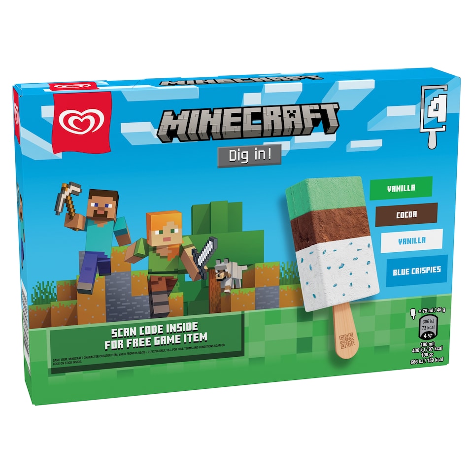 image 1 of Minecraft Vanilla Ice Cream 4 x 75 ml (300 ml)
