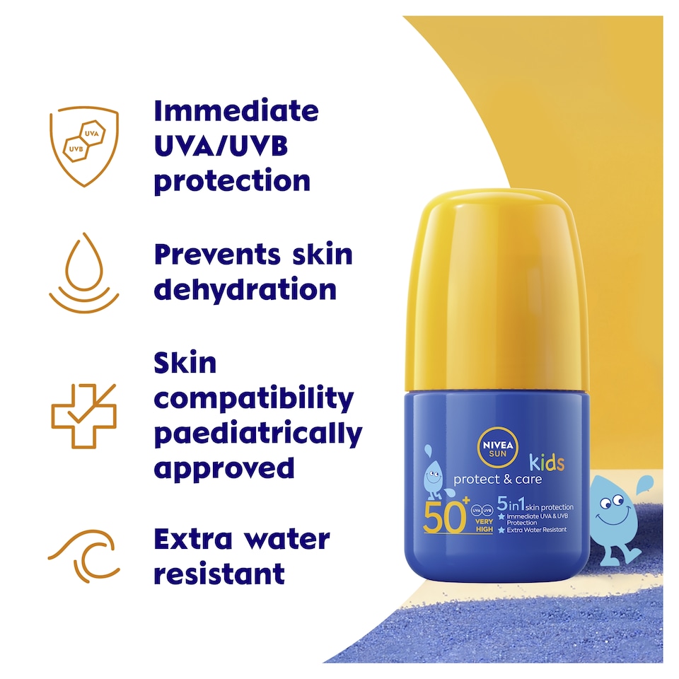 image 1 of NIVEA SUN Kids Protect & Care Sun Cream Roll-On SPF50+ 50ml