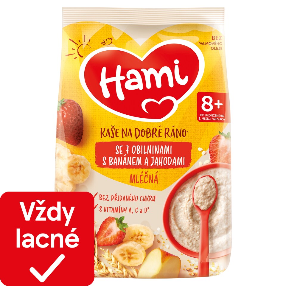 obrázok 1 z Hami mliečna kaša so 7 obilninami s banánom a jahodami 210 g