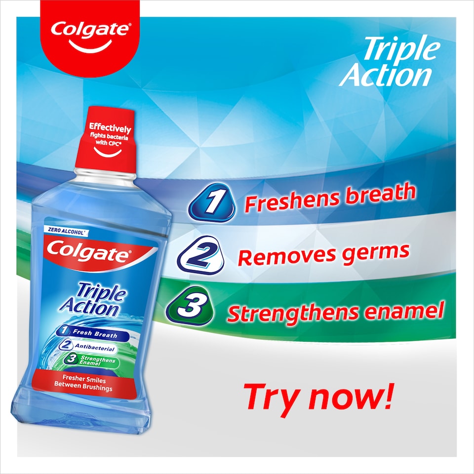 image 1 of Colgate Triple Action Mouthwash Alcohol Free 500ml