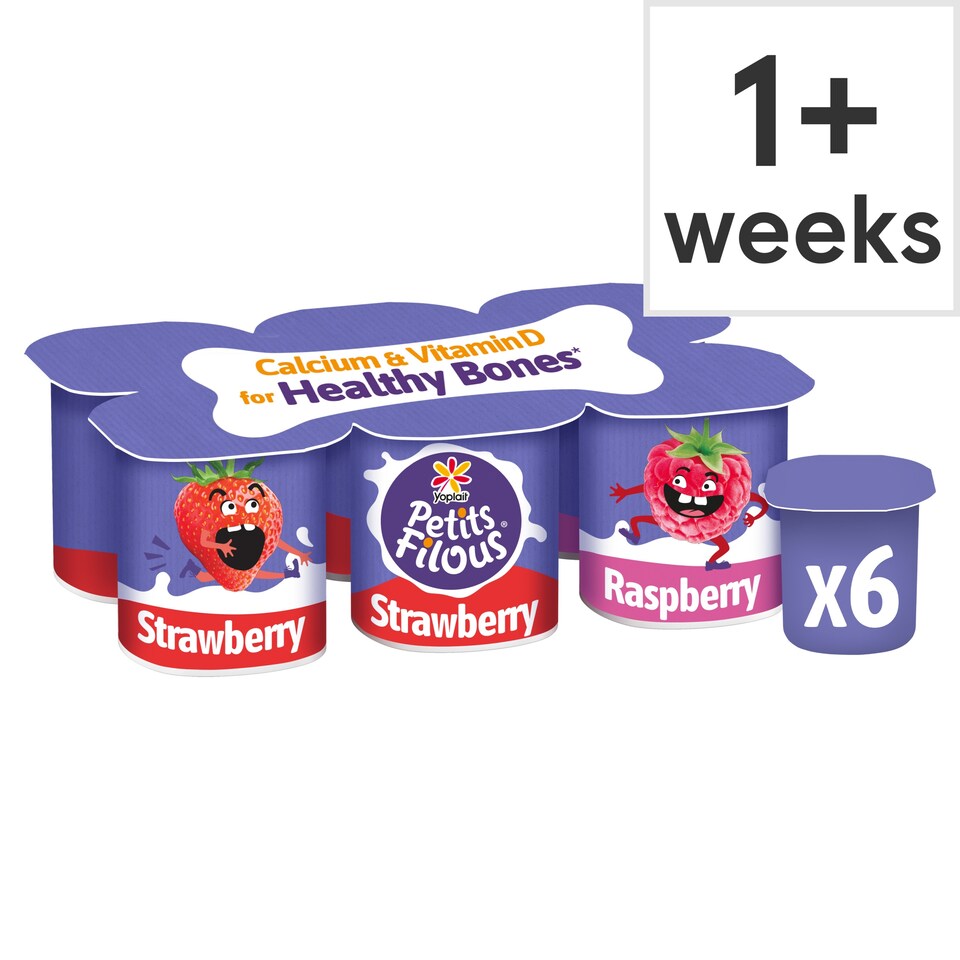 image 1 of Petits Filous Kids Strawberry & Raspberry Yoghurt Small Pots 6 x 47g