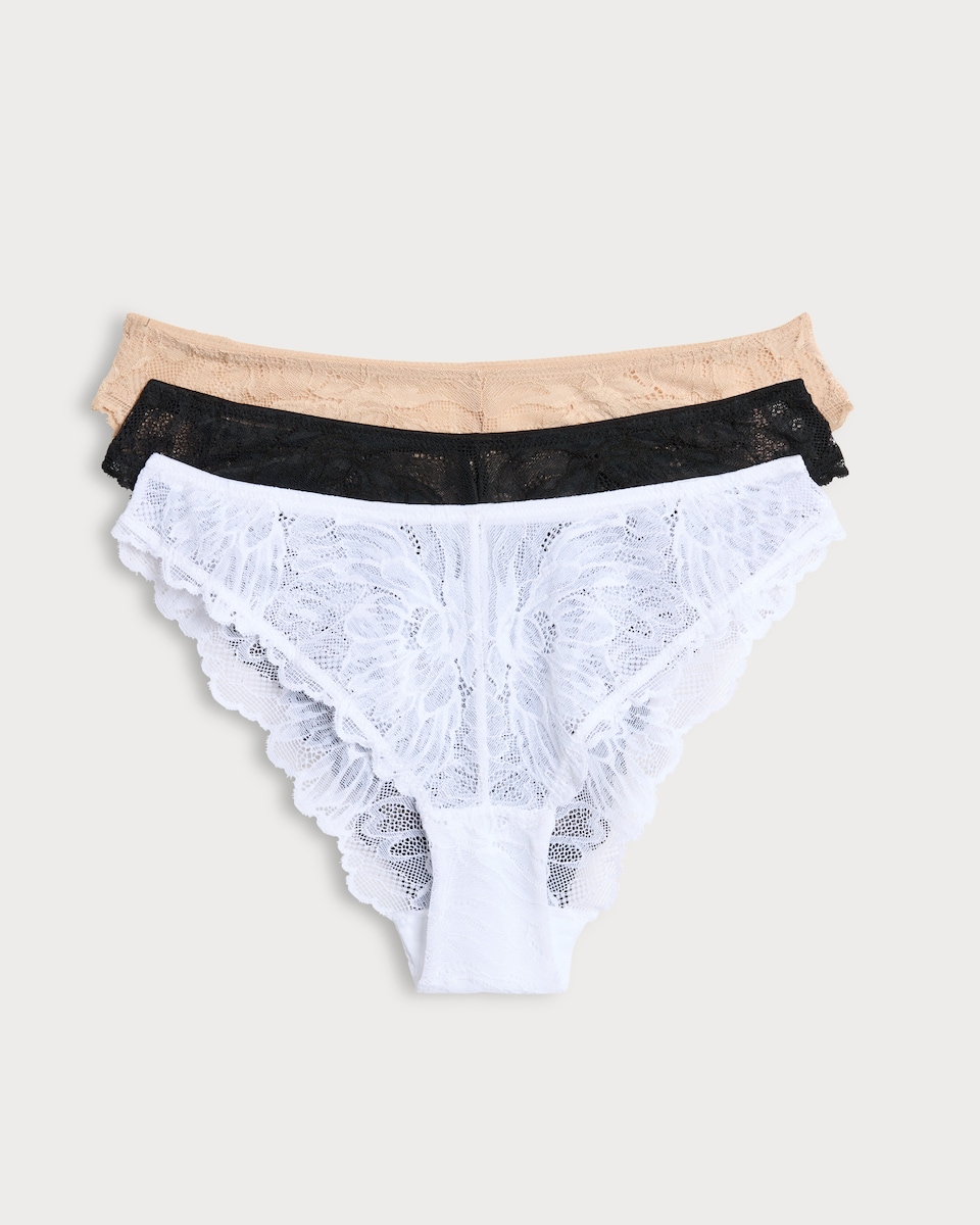 image 1 of F&F 3-Pack Lace Brazilian Knickers in Multi