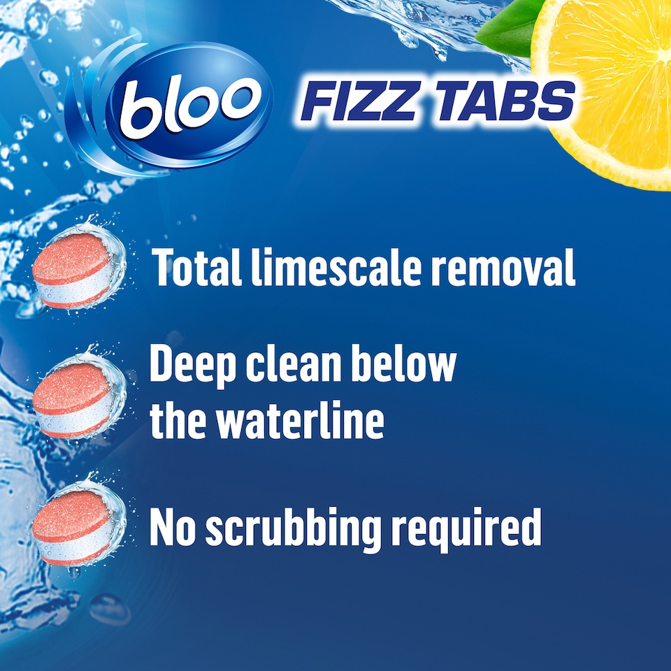 image 1 of Bloo Power Fizz Tabs 3 In 1 Toilet System Clean Lemon 8 x 22.5g