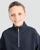 image 1 of F&F Boys Cotton Blend Textured Half Zip Sweatshirt in Navy