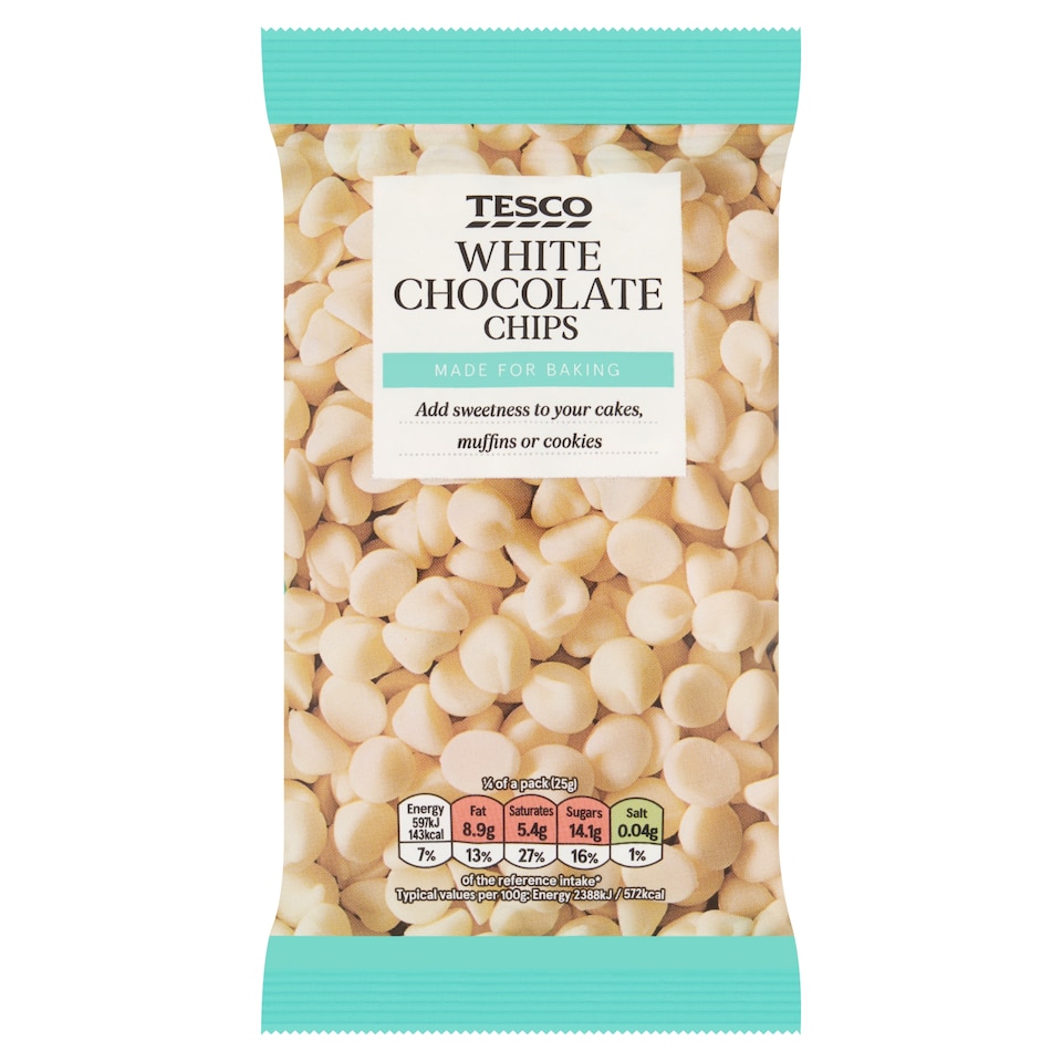 Tesco White Chocolate Chips 100G