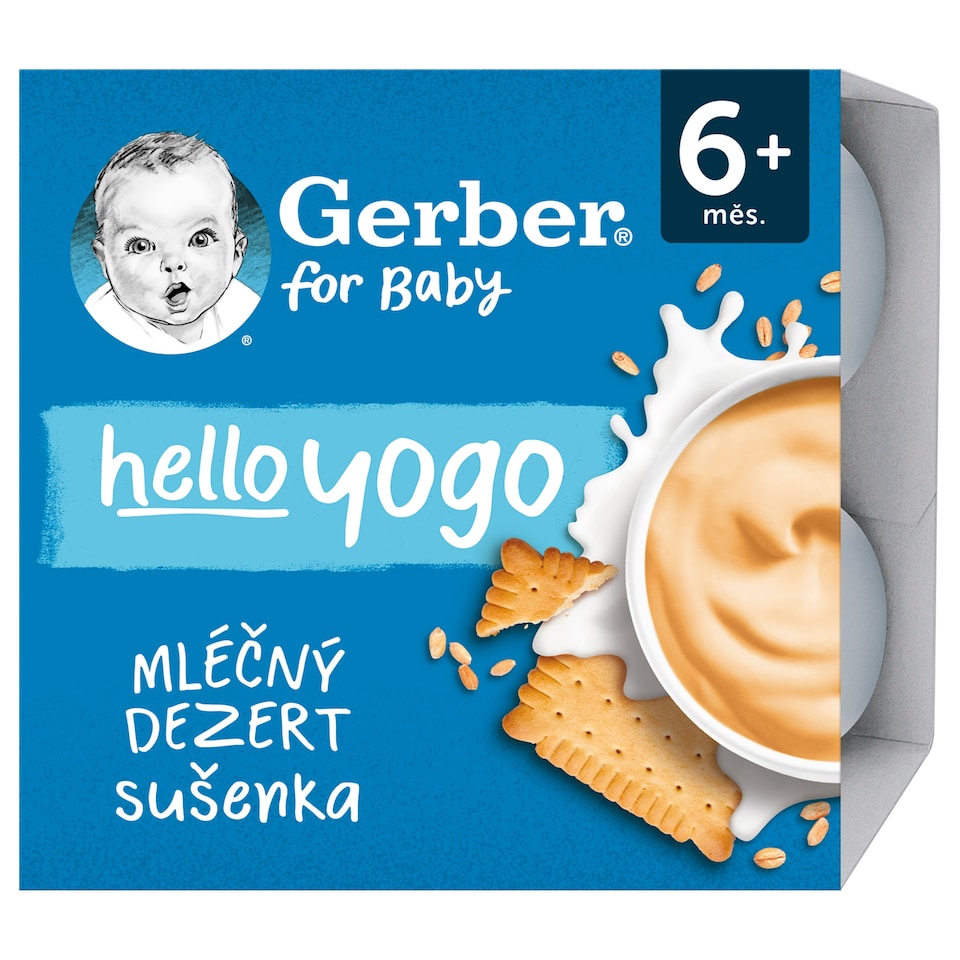 GERBER hello yogo mliečny dezert sušienka 4 x 100 g
