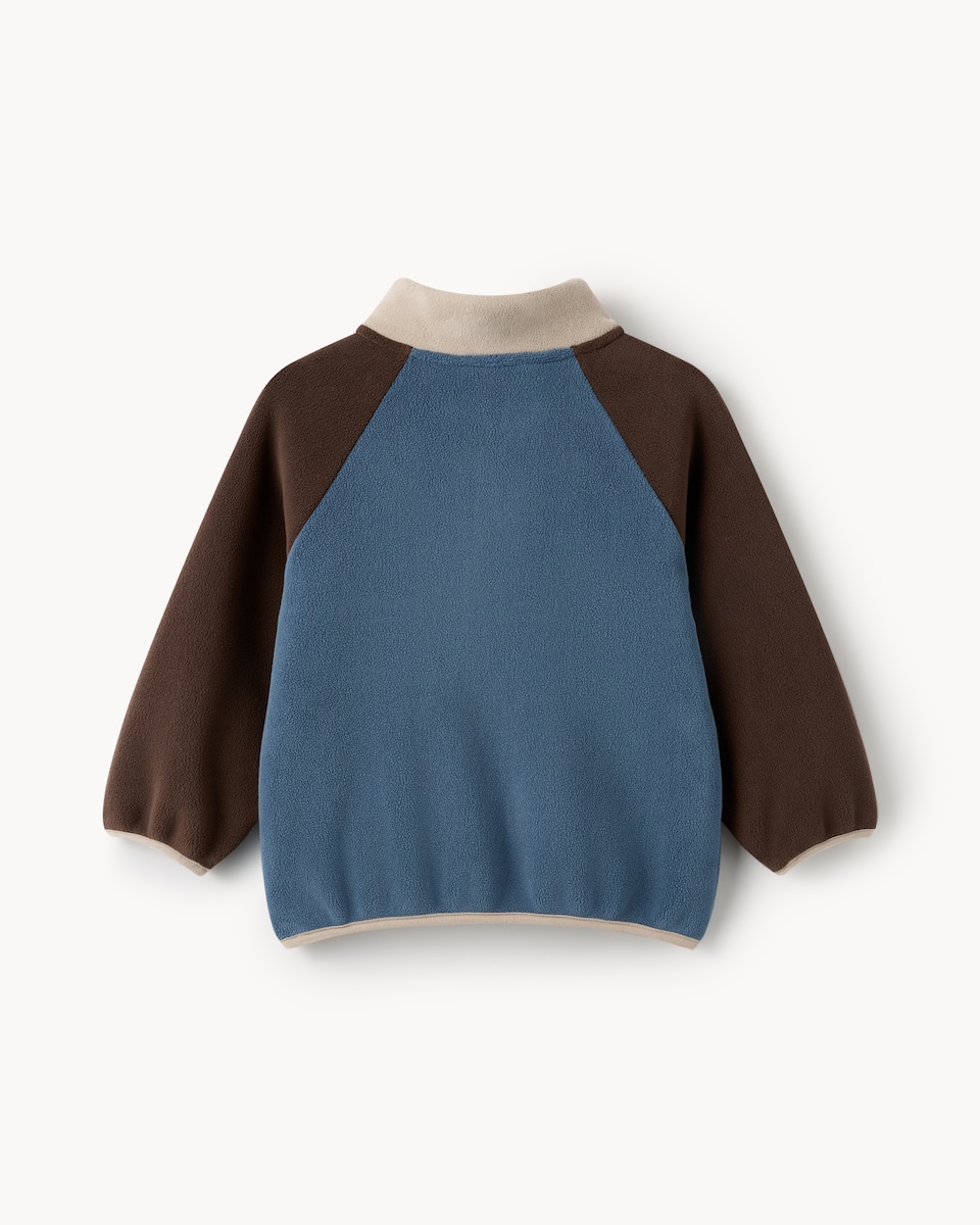 image 1 of F&F Boys Fleece Colour Block Jacket in Blue