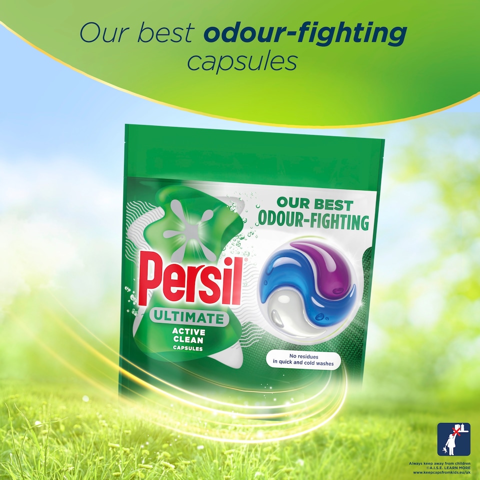 image 1 of Persil Ultimate Active Clean Laundry Washing Detergent Capsules 44 Washes 928g