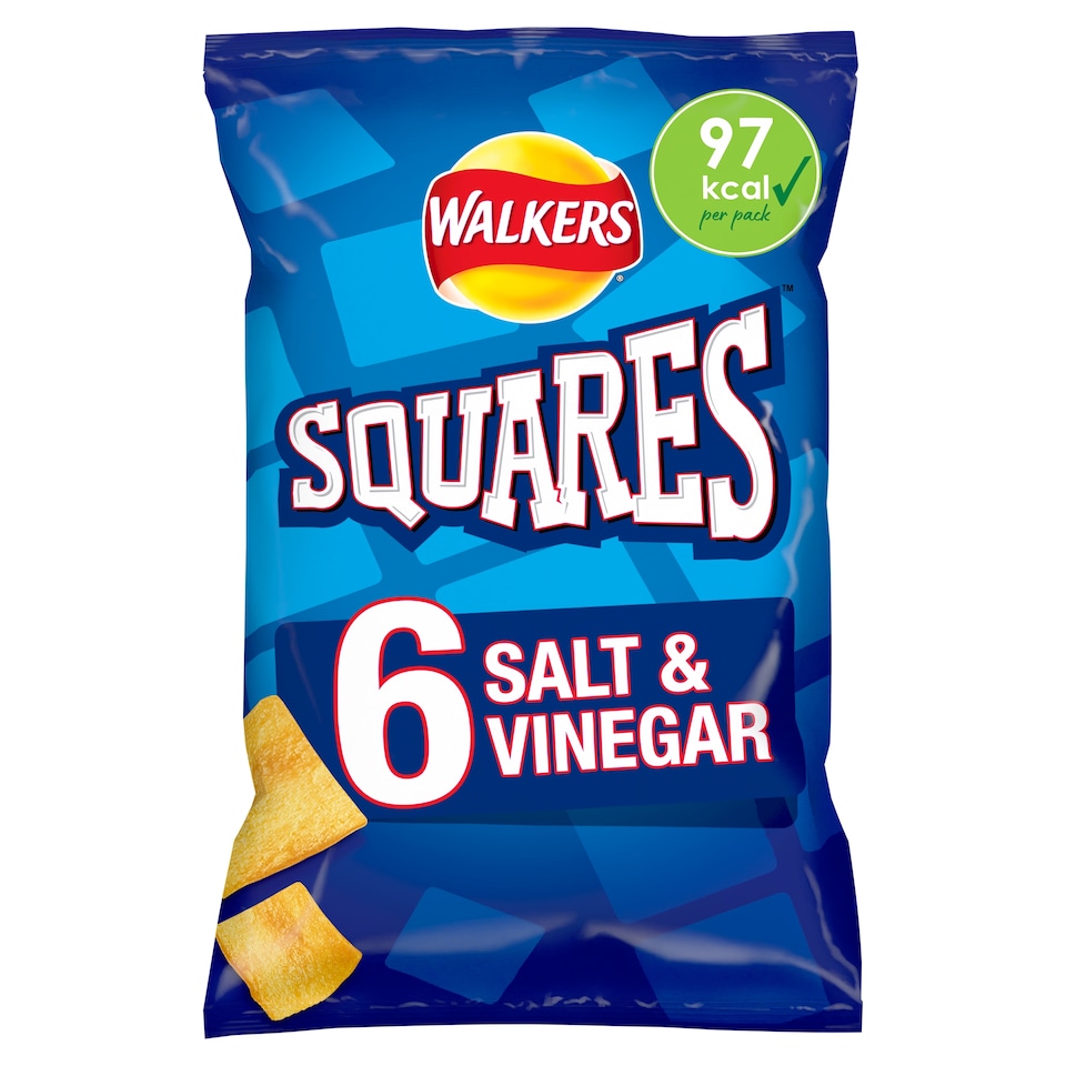 image 1 of Walkers Squares Salt & Vinegar Multipack Crisps 6x22g