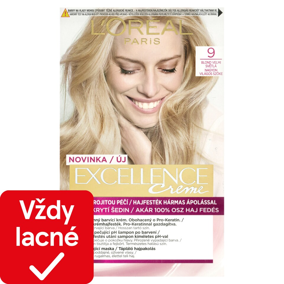 L'Oréal Paris Excellence Créme Hair dye 9  Very Light Blonde 72 +48 +12 +60 ml