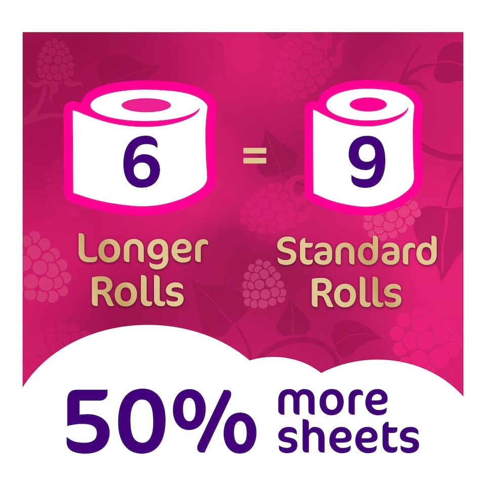image 1 of Cushelle Quilted Raspberry & Rhubarb Toilet Tissue 6 Rolls