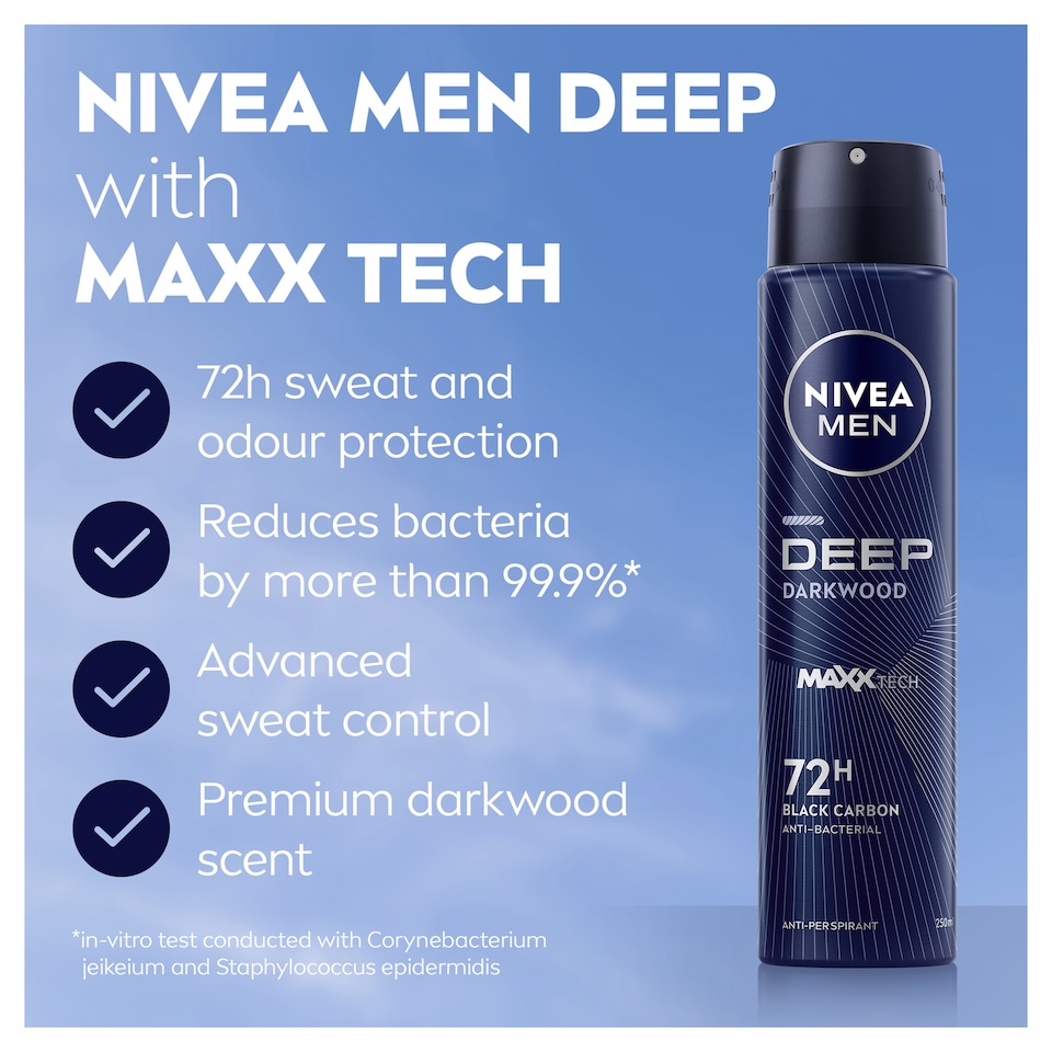 image 1 of NIVEA MEN Deep Darkwood 72h Anti-Perspirant Deodorant Spray 250ml