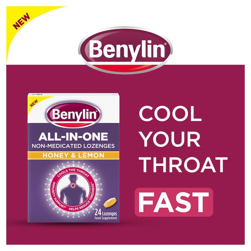 image 1 of Benylin All in one Non-Medicated 24 Lozenges Honey & Lemon