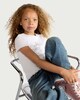 image 1 of F&F Girls Cotton Rich Star Embellished T-Shirt in White