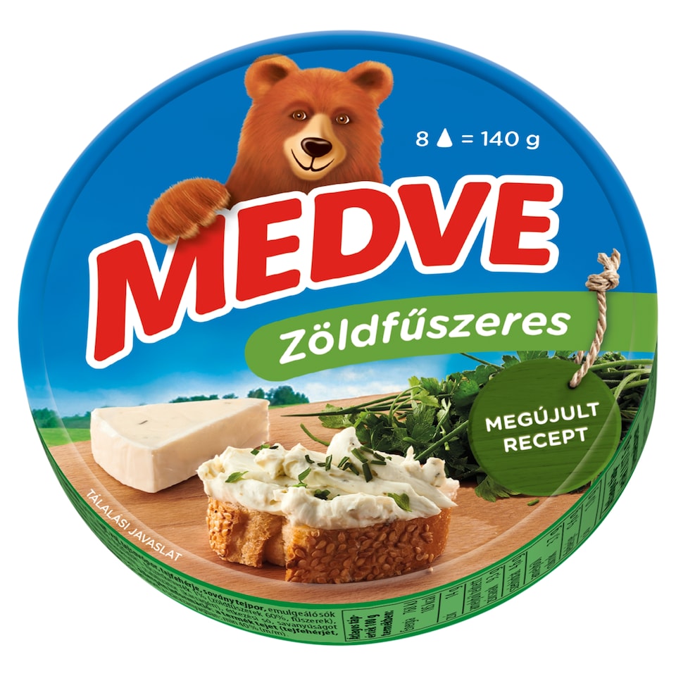 Medve Spreadable Processed Semi-Fat Cheese with Herbs 8 x 17,5 g (140 g)