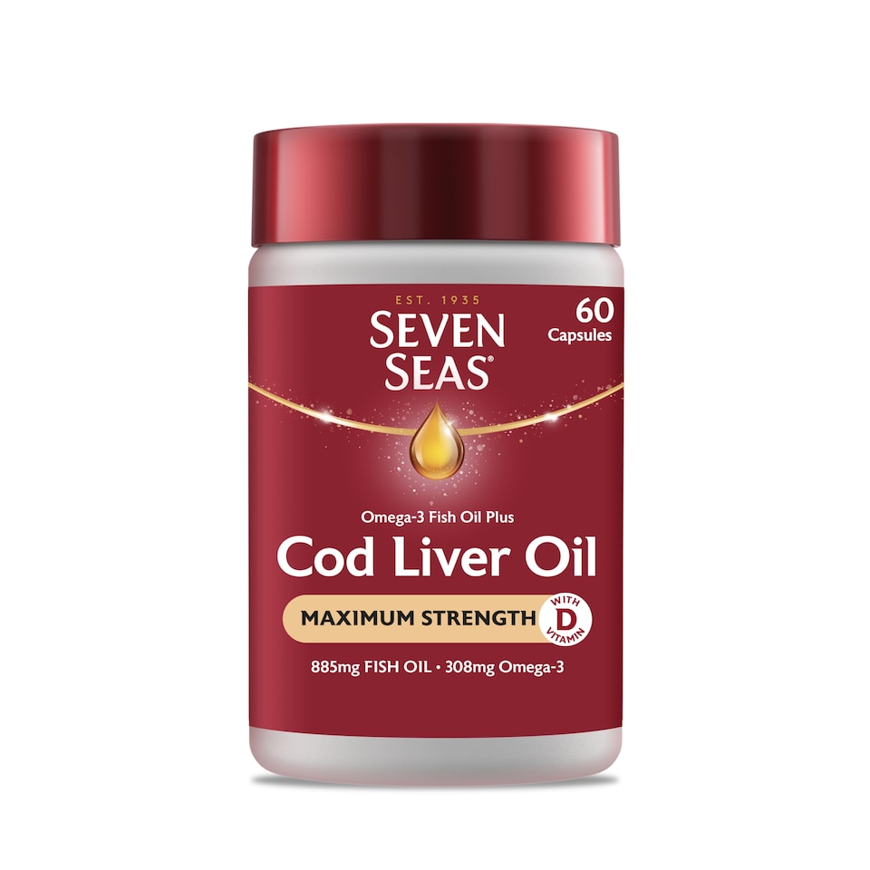 image 1 of Seven Seas Cod Liver Oil Omega-3 Capsules with Maximum Strength Vitamin D - 60s