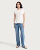 image 2 of F&F Cotton Rich Textured Peplum Hem T-Shirt in Cream