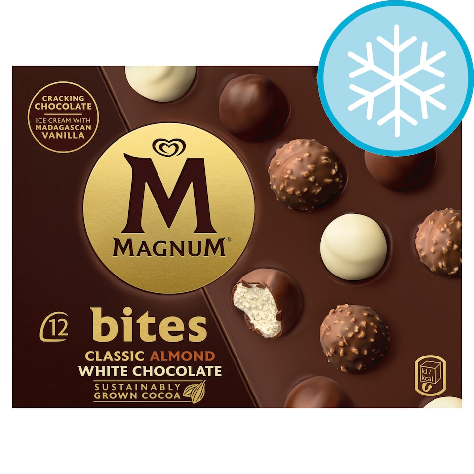 image 1 of Magnum Bites Classic, White Chocolate & Almond Ice Cream 12 bites 140ml