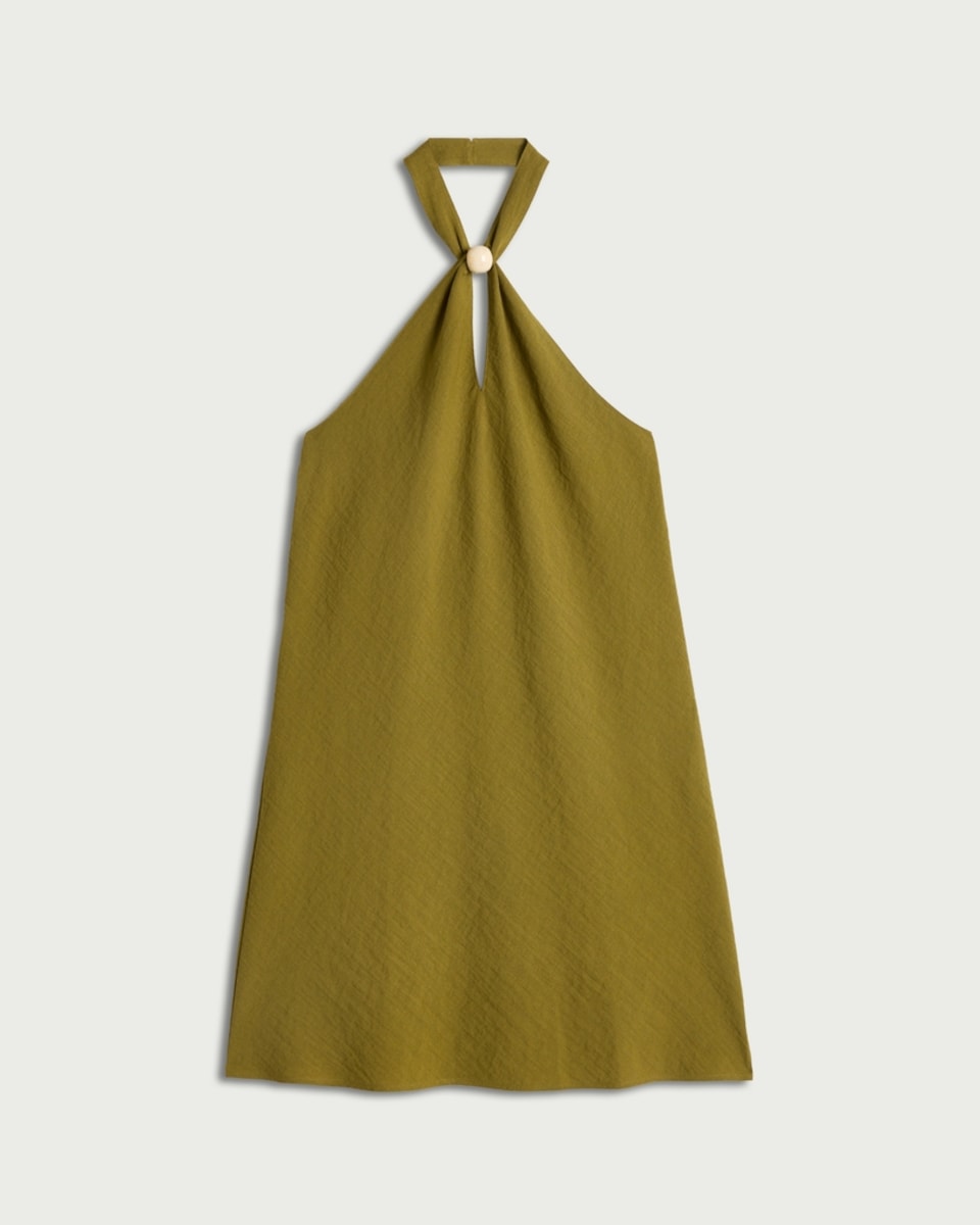 image 1 of The F&F Edit Beaded Halter Neck Mini Dress in Olive