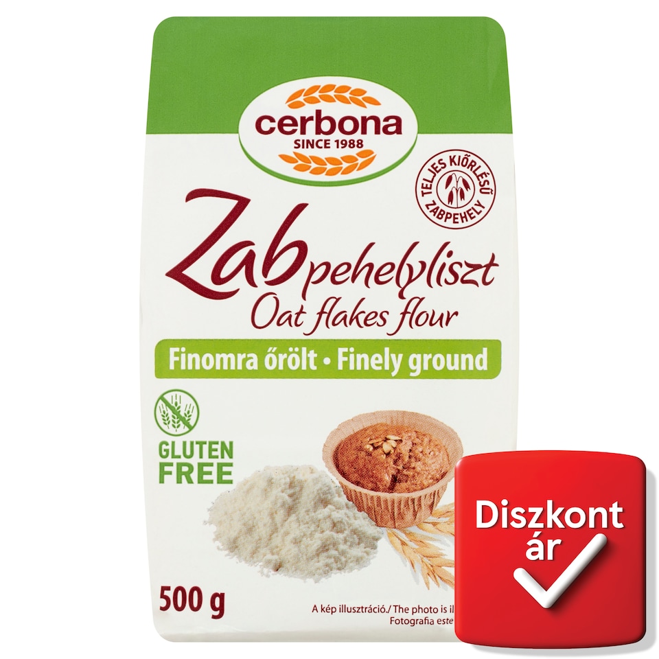 Cerbona gluténmentes finomra őrölt zabpehelyliszt 500 g