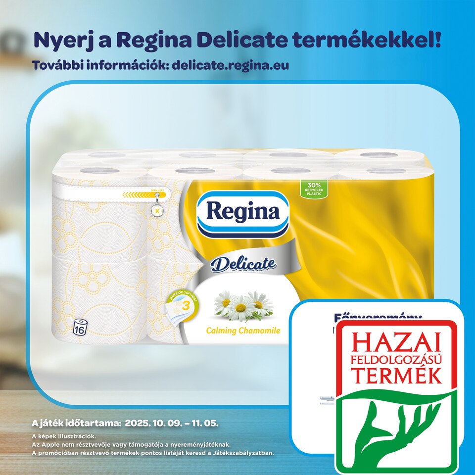 Regina Delicate Calming Chamomile toalettpapír 3 rétegű 16 tekercs