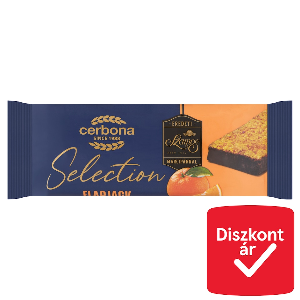 Cerbona Selection Flapjack zabszelet narancsos marcipánnal, kakaós bevonó talppal 40 g
