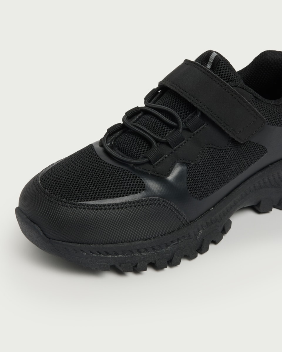 image 1 of F&F School Strap Fastening Trainers in Black