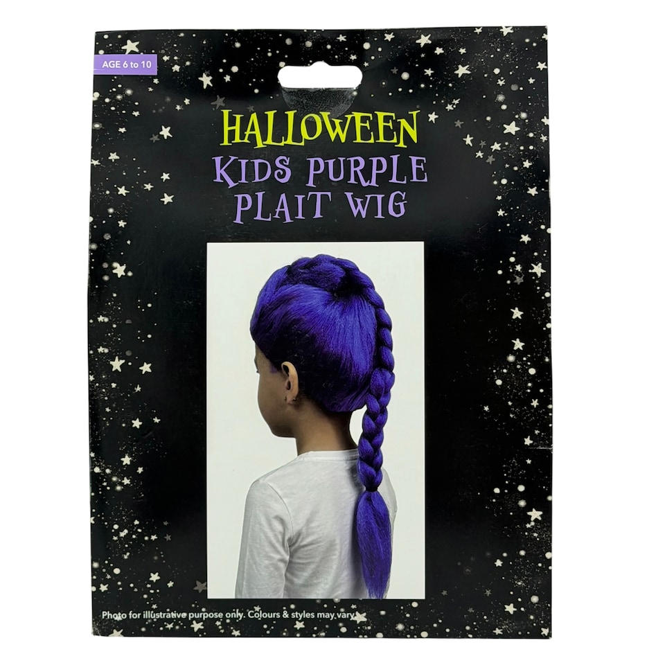 Halloween Kids Purple Plait Wig